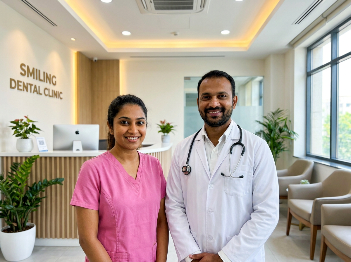 Senior Dentists Dr. Vikram Sharma and Dr. Ananya Verma standing together at Dental Clove clinic in Sector 12 Noida